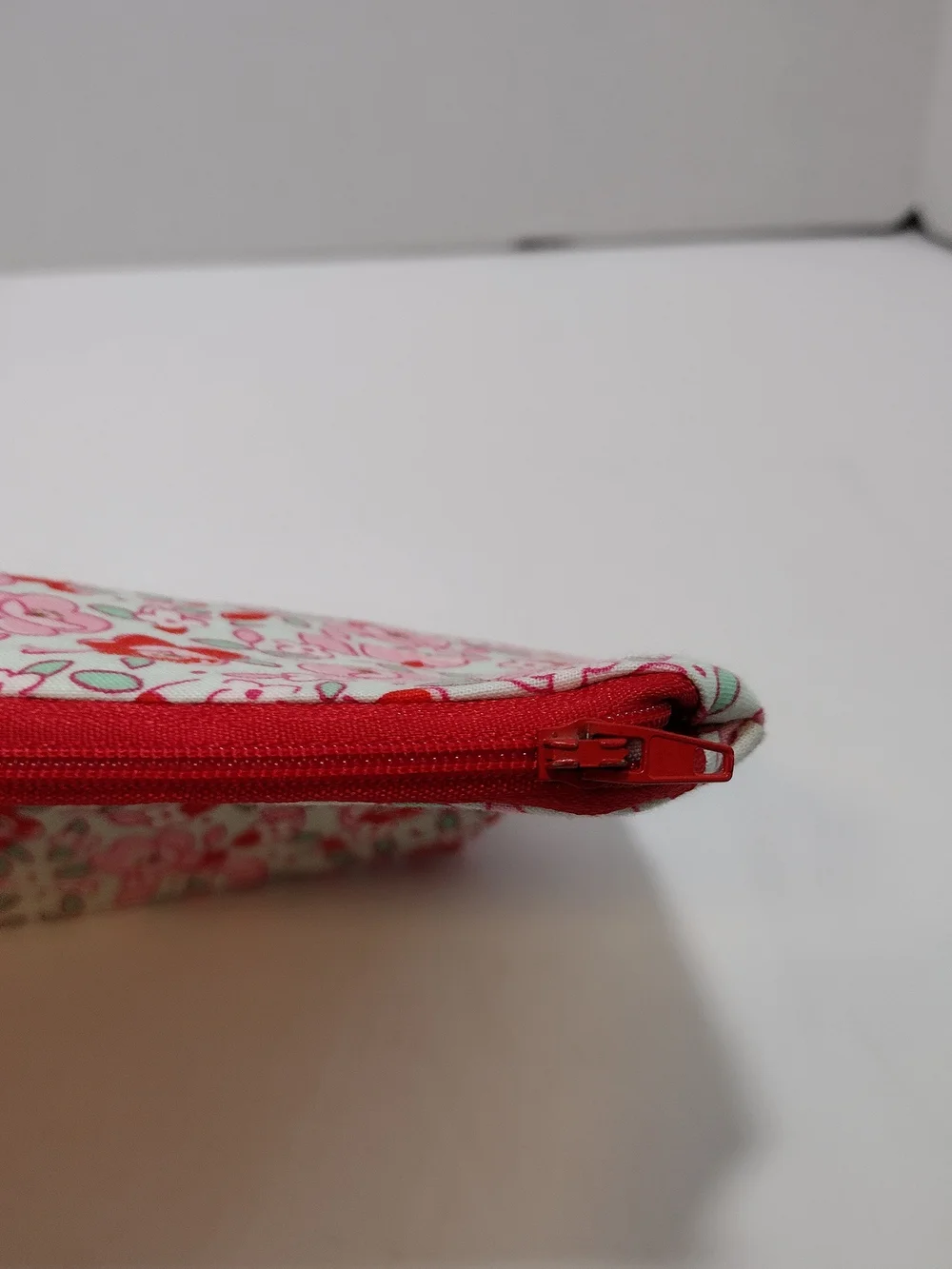 Handmade Floral Zipper Pouch Pink And Red